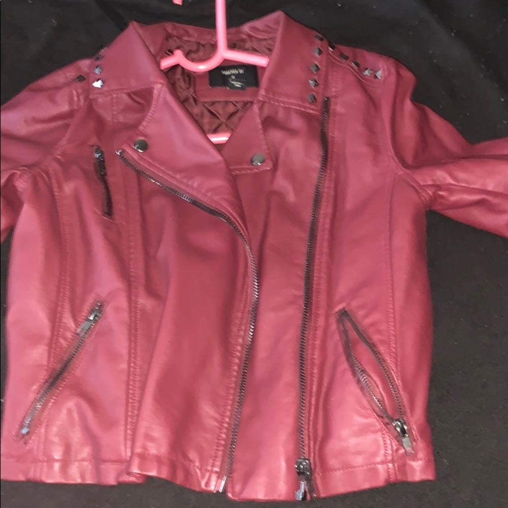 Dark auburn leather jacket